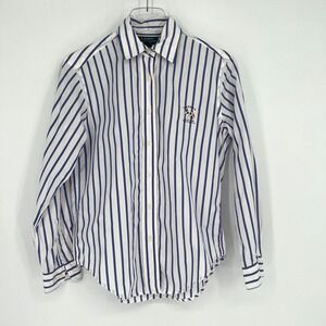Ralph Lauren Top Womens 4P Striped Preppy Career Quiet Luxury Blue Office
